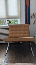 Mies van der Rohe Barcelona Chair met Ottoman (replica), Ophalen, Bruin, Zo goed als nieuw, Metaal