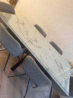 Eettafel marmer, Huis en Inrichting, Tafels | Eettafels, Rechthoekig, 50 tot 100 cm, Ophalen of Verzenden, Glas