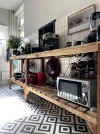 2 Hardhouten rustieke keukenkasten sidetables buffetkasten, Huis en Inrichting, Kasten | Buffetkasten, Ophalen, Met plank(en)