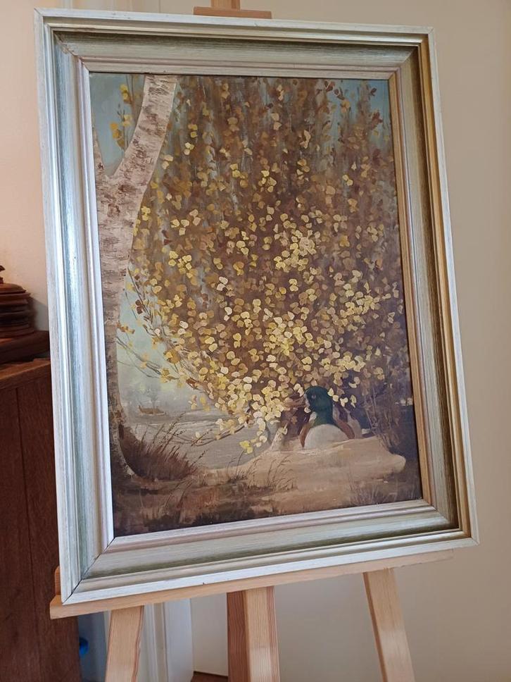 Sfeervol schilderij C.J.F Meuwese - Eend in Landschap, Antiek en Kunst, Kunst | Schilderijen | Klassiek, Ophalen of Verzenden