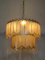 Vintage glazen platen hanglamp kristal 60’s Italiaans, Baak, Ophalen of Verzenden, Glas, Baak