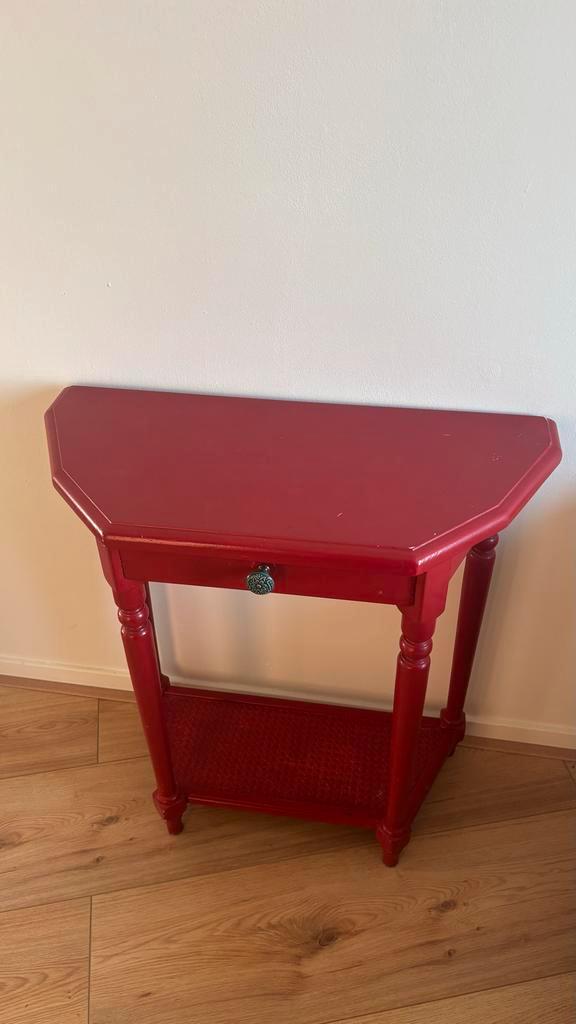 Rode Kaptafel, Huis en Inrichting, Tafels | Sidetables, Gebruikt, 25 tot 50 cm, 50 tot 100 cm, Overige vormen, Ophalen of Verzenden