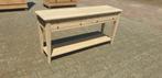 Oude sidetable gezandstraald eiken met schuifjes en laatjes, Ophalen of Verzenden, Gebruikt, 25 tot 50 cm, Rechthoekig