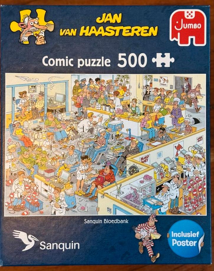 Jan van Haasteren Sanquin Bloedbank Puzzel 500 stukjes, Hobby en Vrije tijd, Denksport en Puzzels, Zo goed als nieuw, Legpuzzel