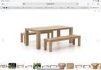 Tuintafel old teak greywash met 2 banken 200 x 100, Tuin en Terras, Ophalen, Gebruikt, 6 zitplaatsen, Teakhout
