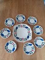 Boerenbont Gebaksschaal + 8 Bordjes - 70 Jaar Oud, Ophalen, Gebruikt, Schaal of Schalen, Aardewerk