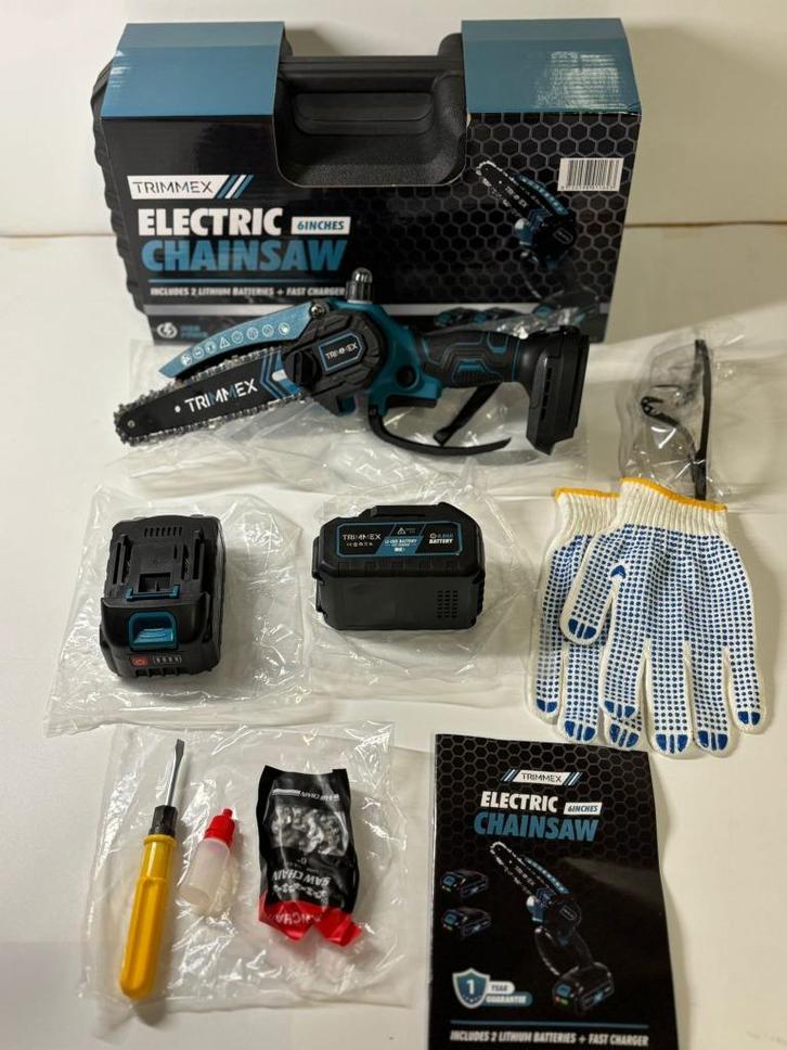 Trimmex Mini kettingzaag Inclusief 2 Led-Accu's, Tuin en Terras, Hand-tuingereedschap, Nieuw, Overige soorten, Ophalen of Verzenden