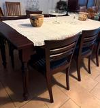 Notenhouten eethoek incl. 6 mooie stoelen., Ophalen, Gebruikt, Klassiek, 4 tot 6 stoelen