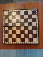 Handgemaakt houten vintage schaakbord met stukken, Ophalen of Verzenden