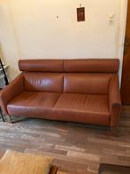 Leren bank, Huis en Inrichting, Banken | Bankstellen, Gebruikt, Tweepersoons, Ophalen of Verzenden, Leer