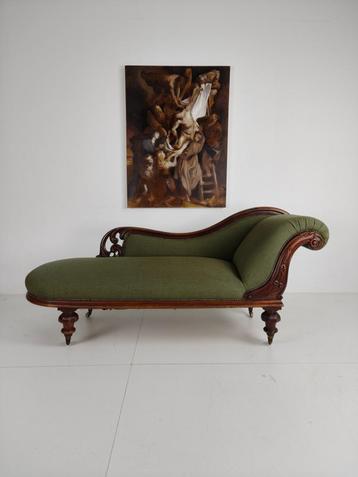 Antieke Engelse Victoriaanse Chaise Longue beschikbaar voor biedingen