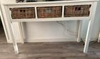 Wit houten dressoir met rieten lades, Huis en Inrichting, Tafels | Sidetables, Ophalen, Gebruikt, 100 tot 150 cm, Grenenhout