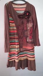 Tweedehands jurkje met lange mouwen. bruine tinten, Kleding | Dames, Maat 38/40 (M), Exquiss's, Bruin, Ophalen of Verzenden