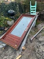 Houten kozijn en deur met dubbel glas (104x228cm), Doe-het-zelf en Verbouw, Deuren en Horren, Gebruikt, 215 cm of meer, Buitendeur