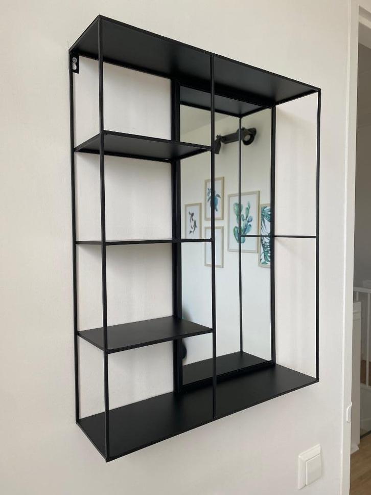 Spiegelkastje zwart metaal, Huis en Inrichting, Woonaccessoires | Spiegels, Zo goed als nieuw, Minder dan 50 cm, Minder dan 100 cm