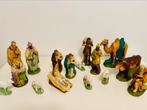 16-delige set Antieke Kerststal beelden, Diversen, Kerst, Gebruikt, Ophalen of Verzenden