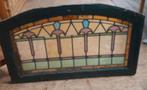 Oude glas in lood bovenlicht raam geometrisch patroon, Ophalen, Gebruikt, Glas in lood