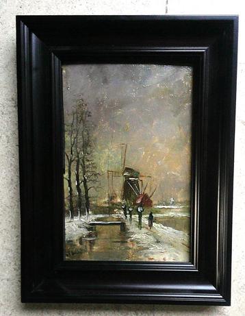 Wintergezichtje met molen - draagt naam F. du Chattel beschikbaar voor biedingen