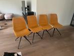 Vier eetkamerstoelen in oker, Huis en Inrichting, Stoelen, Ophalen, Gebruikt, Overige kleuren, Vier