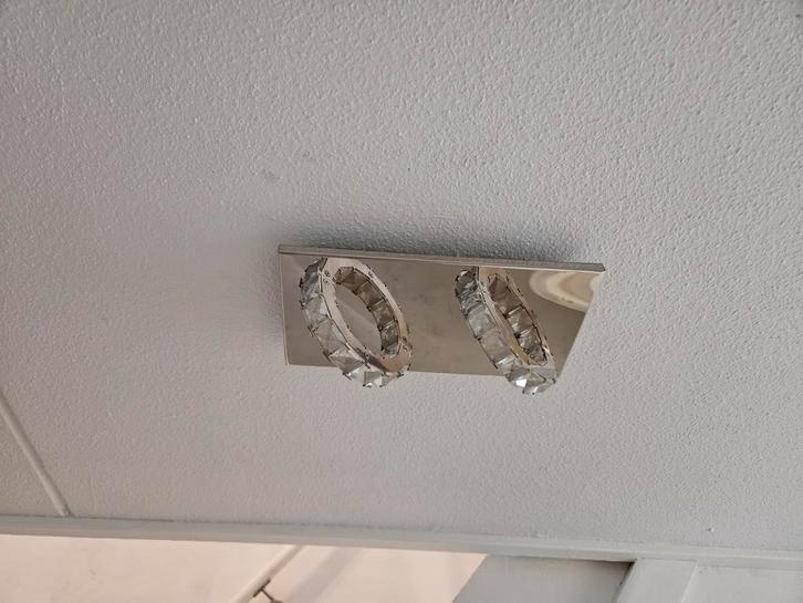 Plafondlamp met Kristallen Details, Huis en Inrichting, Lampen | Plafondlampen, Zo goed als nieuw, Glas, Metaal, Ophalen of Verzenden
