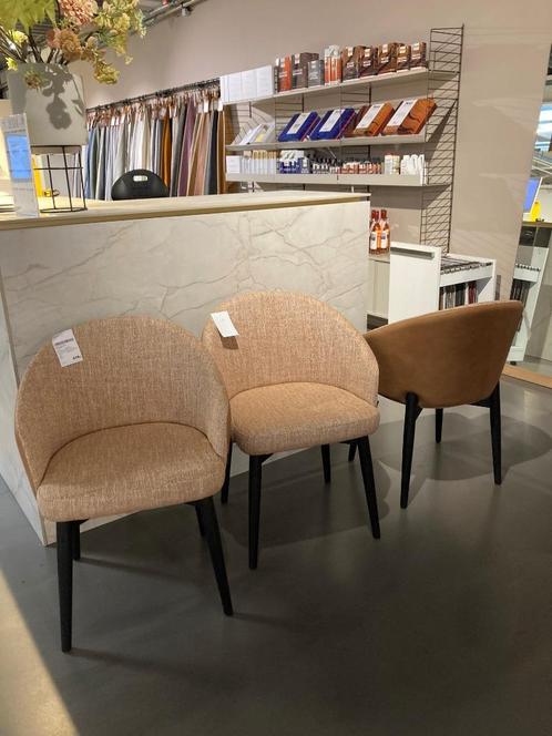 Eetkamerstoel-Bodilson-Cognac-Leer, Huis en Inrichting, Stoelen, Nieuw, Drie, Leer, Stof, Bruin, Ophalen