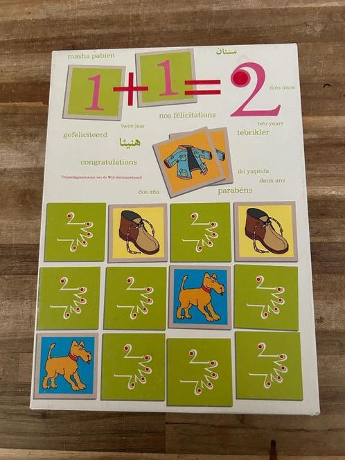 1+1=2 spel, verjaardagscadeautje van de wijk-felicitatiedien, Kinderen en Baby's, Speelgoed | Educatief en Creatief, Zo goed als nieuw