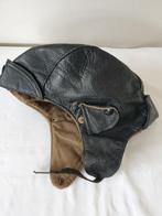 Vintage lederen vliegershelm - motorhelm - solex helm, Antiek en Kunst, Ophalen of Verzenden