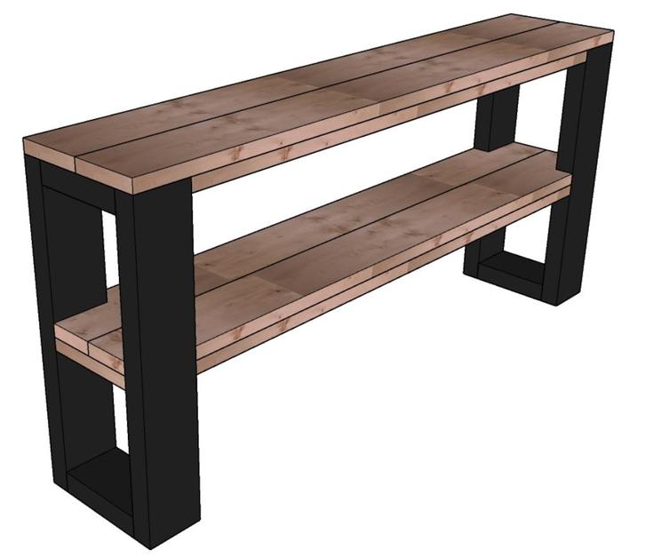 Sidetable, Huis en Inrichting, Tafels | Sidetables, Zo goed als nieuw, 25 tot 50 cm, 100 tot 150 cm, Rechthoekig, Grenenhout, Overige houtsoorten