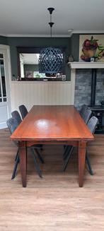 Eettafel en eventueel de 6 stoelen, Huis en Inrichting, Gebruikt, Eikenhout, 200 cm of meer, Vijf personen of meer
