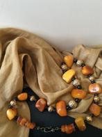 Barnsteen amber git geluk beschermt vreugde magie eyecatcher, Ophalen of Verzenden, Nieuw, Zilver, Verstelbaar