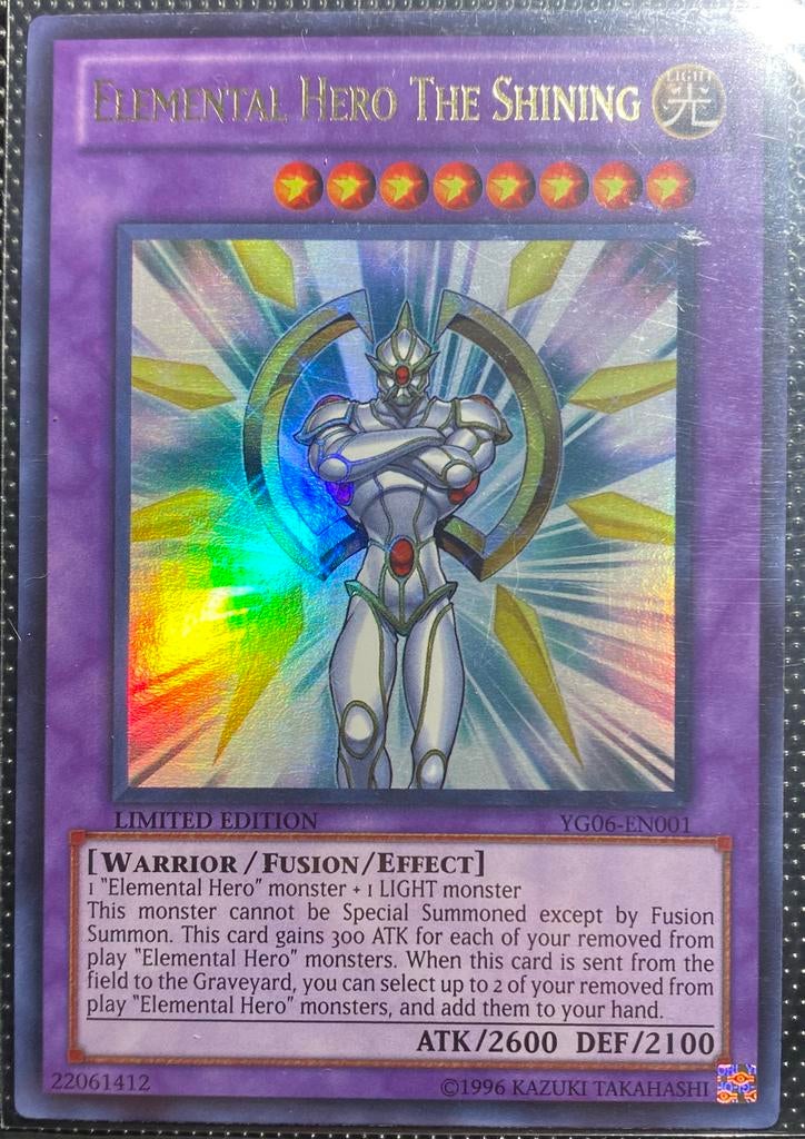 Elemental Hero The Shining (Lim. Ed. - Ultra - YG06-EN001), Ophalen of Verzenden, Zo goed als nieuw, Losse kaart, Foil