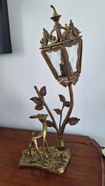 Vintage Barok Tafellamp met Hert, Gebruikt, Ophalen of Verzenden, Glas, Minder dan 50 cm