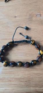 Tijgeroog Armband met Strass, Ophalen of Verzenden, Zo goed als nieuw, Bruin, Met edelsteen