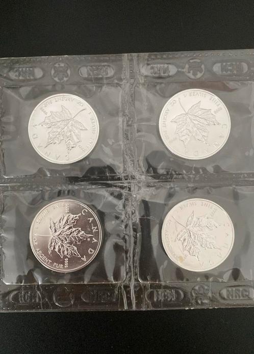 Set van 4 maple leaf 2004 1 ounce zilver, originele seal, Postzegels en Munten, Edelmetalen en Baren, Zilver, Ophalen of Verzenden