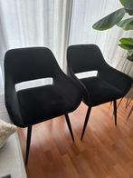 WOOOD Jelle eetkamerstoelen velvet zwart - set van 2 stoelen, Huis en Inrichting, Stoelen, Twee, Zo goed als nieuw, Zwart, Ophalen