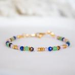 Armband met o.a. lapis lazuli, aventurijn & tijgeroog, Nieuw, Ophalen of Verzenden, Groen, Met edelsteen