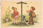 MEISJE MET HOND JAREN 60 ZEER MOOIE OUDE KAART KK114, Verzenden, 1960 tot 1980, Gelopen, Kinderen