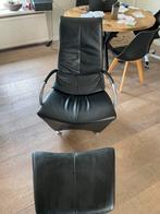 Leren Fauteuil met Hocker - Zo Goed Als Nieuw, Huis en Inrichting, Fauteuils, Ophalen, Minder dan 75 cm, Leer, Zo goed als nieuw
