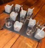 Amuse set leisteen dessert set 16 stuks, Huis en Inrichting, Keuken | Servies, Ophalen of Verzenden, Zo goed als nieuw, Glas, Overige stijlen