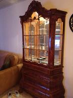 Antieke buikkast vitrinekast met verlichting, Gebruikt, 100 tot 150 cm, 200 cm of meer, Ophalen of Verzenden
