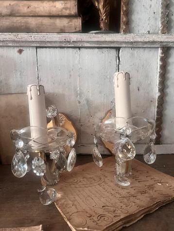 Set van 2 appliques brocante kroonluchters wand luchters beschikbaar voor biedingen