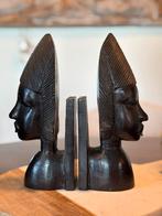 Vintage Houten Boeksteunen Afrikaanse Vrouwen, Antiek en Kunst, Kunst | Beelden en Houtsnijwerken, Ophalen of Verzenden