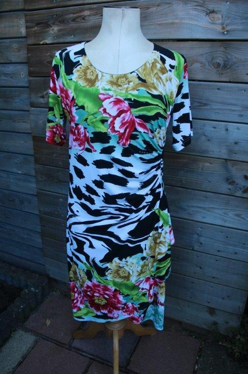 Jurk wit/ zwart Peter Hahn mt M/L Vaste prijs, Kleding | Dames, Jurken, Zo goed als nieuw, Maat 38/40 (M), Wit, Onder de knie