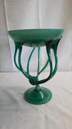 Jozefina Krosno Art Glass schaal – groen designobject, Ophalen of Verzenden