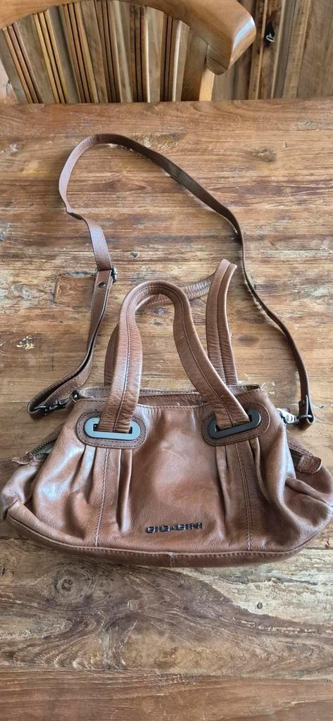 Mooie leren schouder/hand tas Gio - Gini, Sieraden, Tassen en Uiterlijk, Tassen | Schoudertassen, Gebruikt, Overige merken, Bruin