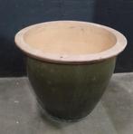 Donker groene bloempot, Tuin en Terras, Bloempotten, Ophalen, Gebruikt, 40 cm of meer, Rond