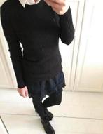 Zwart gebreid truitje met streep reliëf, Ophalen of Verzenden, Zo goed als nieuw, Zwart