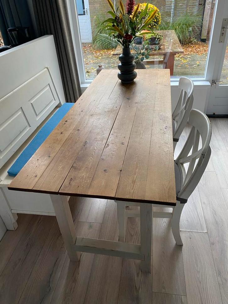 Houten Eetkamer Set - Tafel, Stoelen, Huis en Inrichting, Complete eetkamers, Gebruikt, 4 tot 6 stoelen, Ophalen