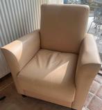 Leren fauteuil, licht geel, Huis en Inrichting, Fauteuils, Ophalen, Minder dan 75 cm, Leer, Zo goed als nieuw