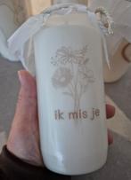 Kaars ik mis je bloemen troostgeschenk grafkaars lichtje, Ophalen of Verzenden, Nieuw, Overige materialen, Minder dan 25 cm